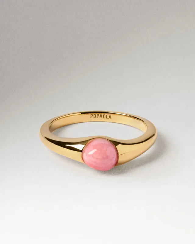 PDPAOLA Orion bague rhodochrosite rose pierre ovale