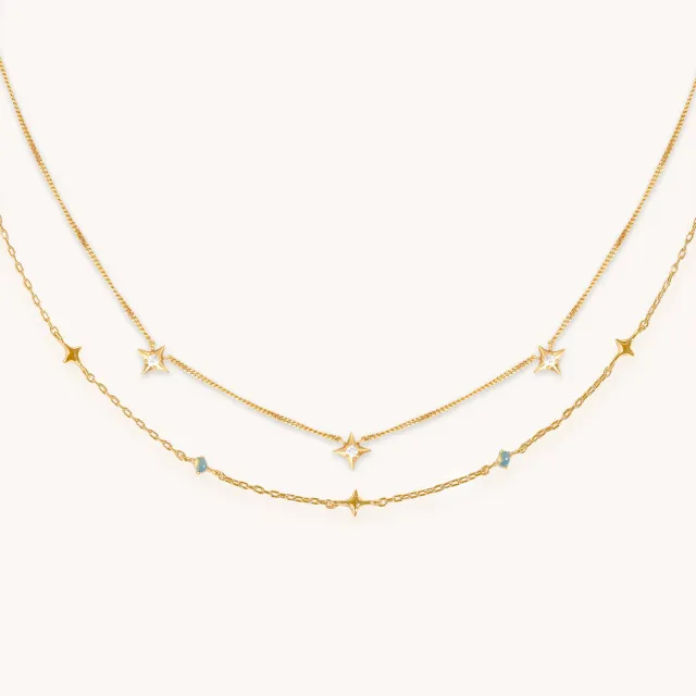Astrid & Miyu Cosmic Opal set 2 colliers plaqué or
