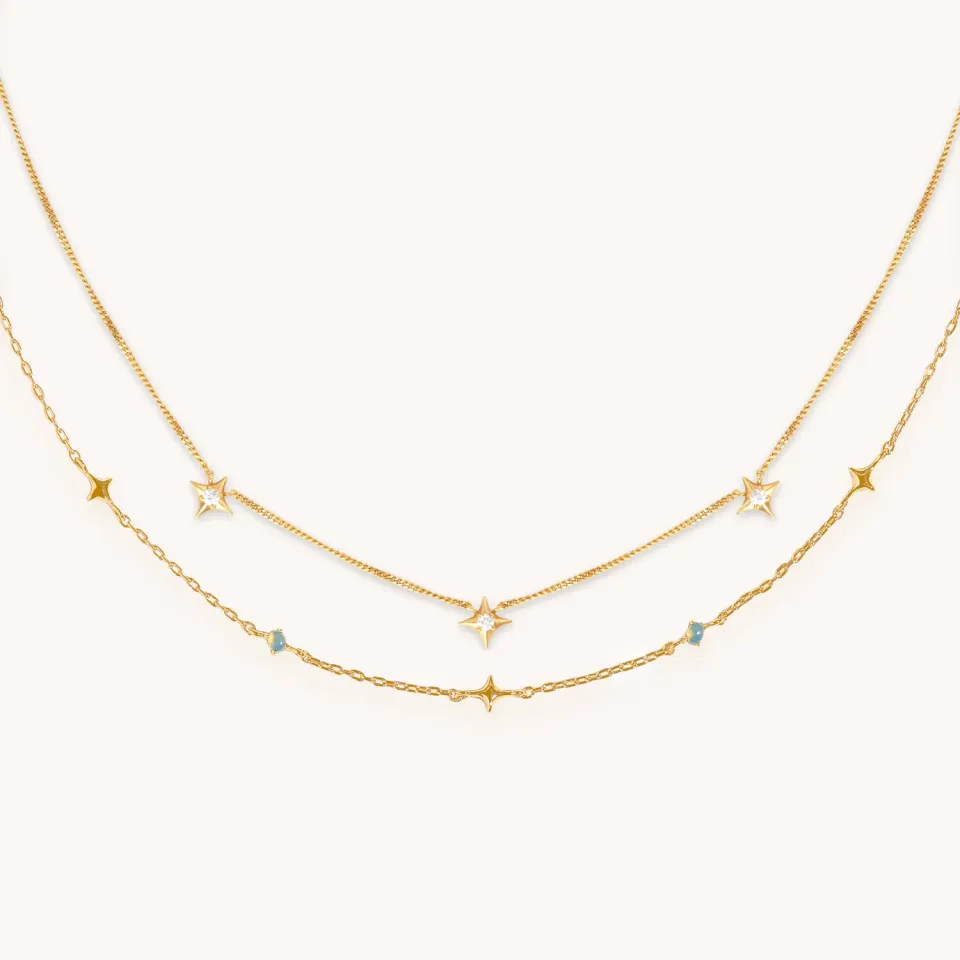 Astrid & Miyu Cosmic Opal set 2 colliers plaqué or