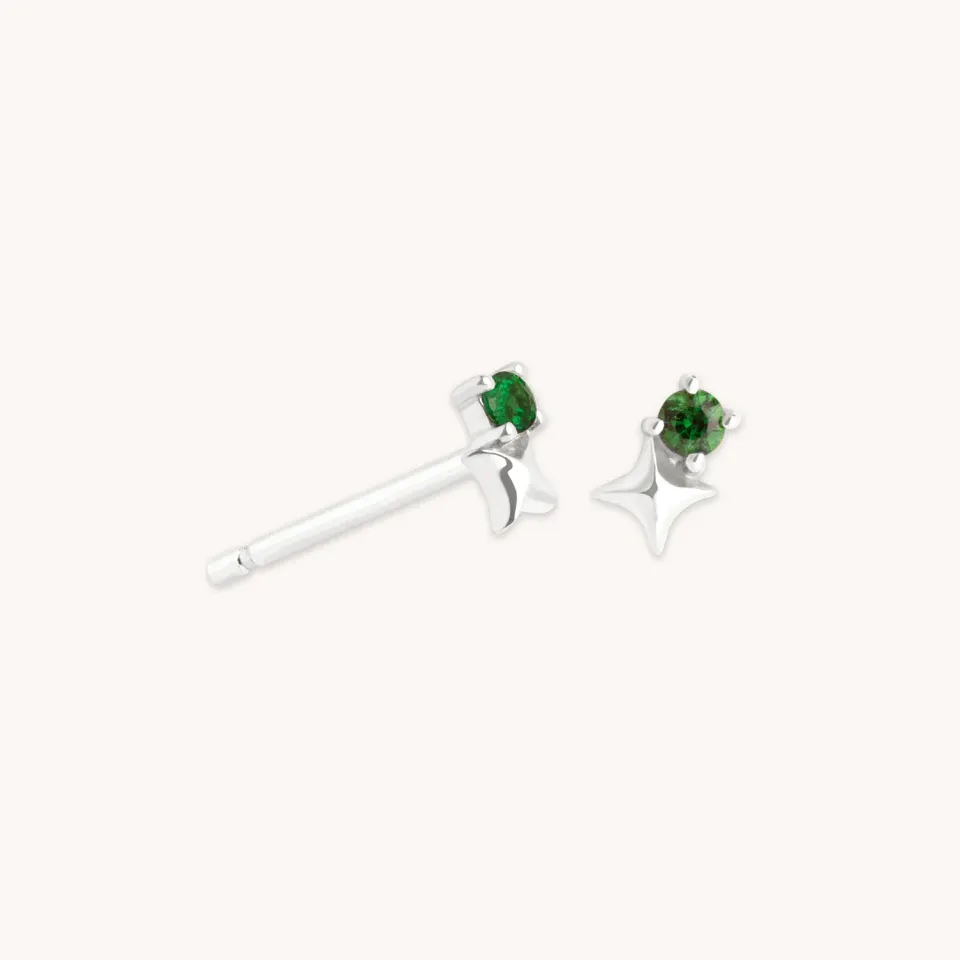 Astrid & Miyu May Tsavorite boucles d'oreilles or blanc pierre