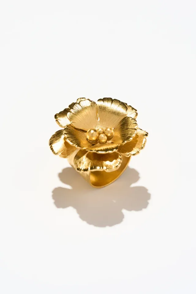Philippe Ferrandis Magnolia bague ajustable dorée créateur
