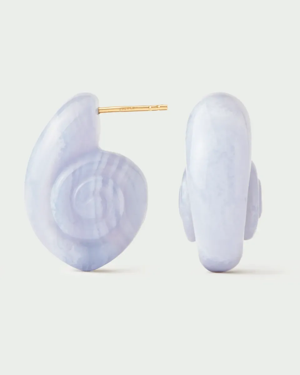 PDPAOLA Aqua boucles coquillage agate bleue