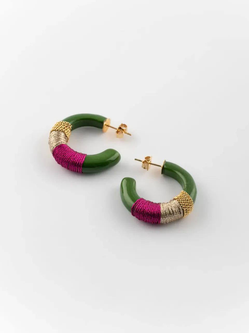 Nach Bijoux vert ethnique boucles d'oreilles porcelaine verte