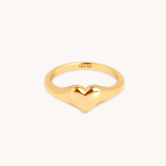 Astrid & Miyu Heart Signet bague cœur dorée