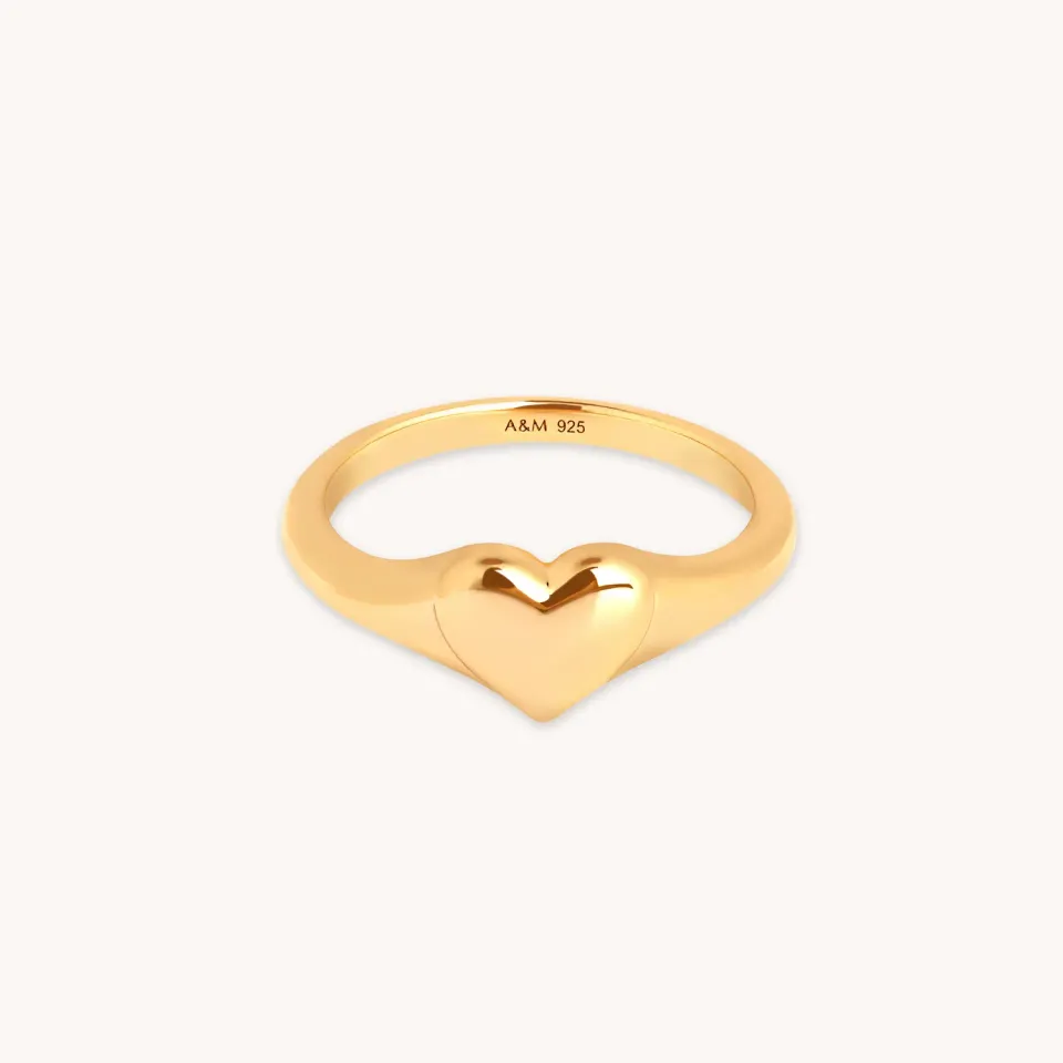 Astrid & Miyu Heart Signet bague cœur dorée