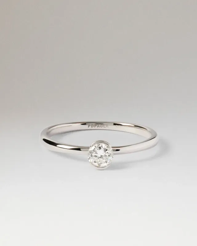 PDPAOLA Grace Mini bague solitaire or blanc diamant