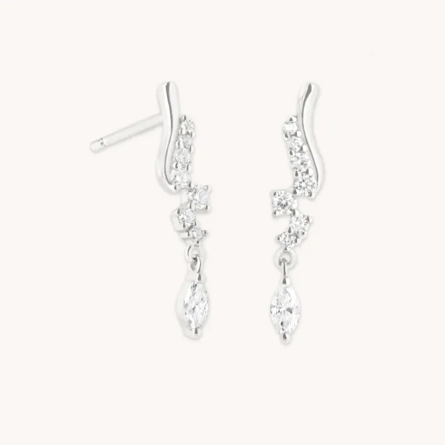 Astrid & Miyu Diamond Wave Charm boucles or blanc diamant