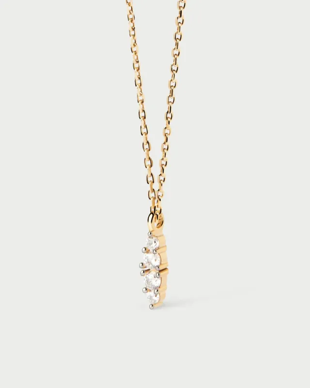 PDPAOLA Gala collier zirconia blanc doré pendant 8 mm
