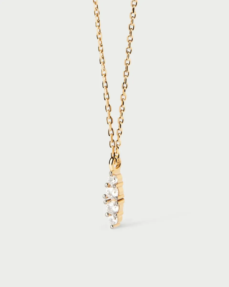 PDPAOLA Gala collier zirconia blanc doré pendant 8 mm