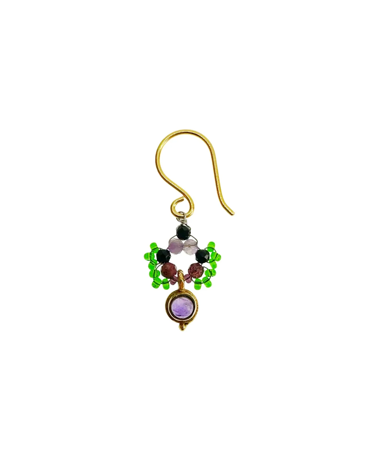 Le Fourbi de Capucine N36 boucles d'oreilles laiton doré grenat