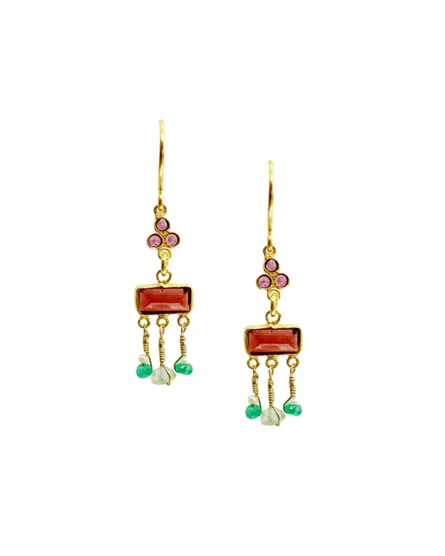 Le Fourbi de Capucine N56 boucles d’oreilles grenat onyx quartz