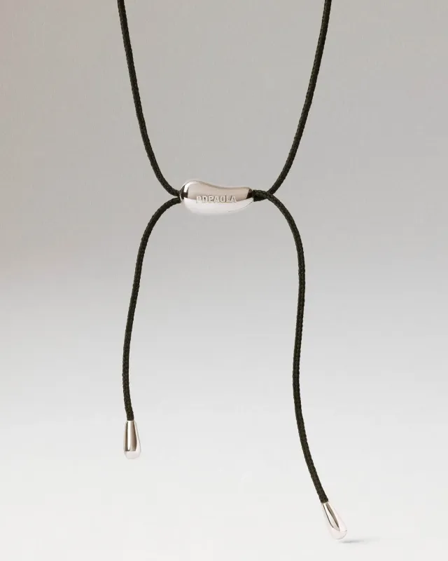 PDPAOLA Rodeo collier cordon noir argent