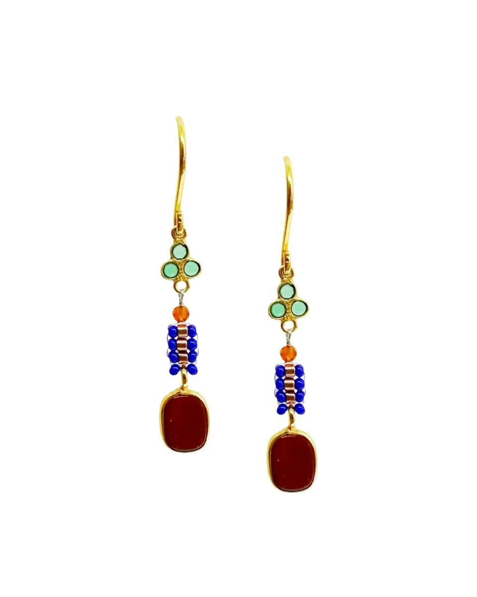 Le Fourbi de Capucine N39 boucles laiton doré onyx vert