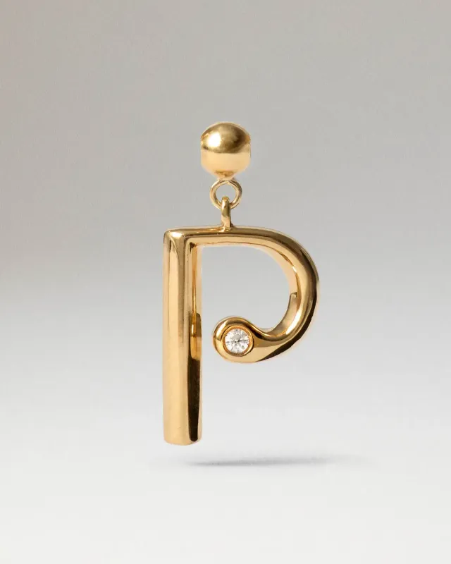 PDPAOLA Initial P charm lettre P zirconia