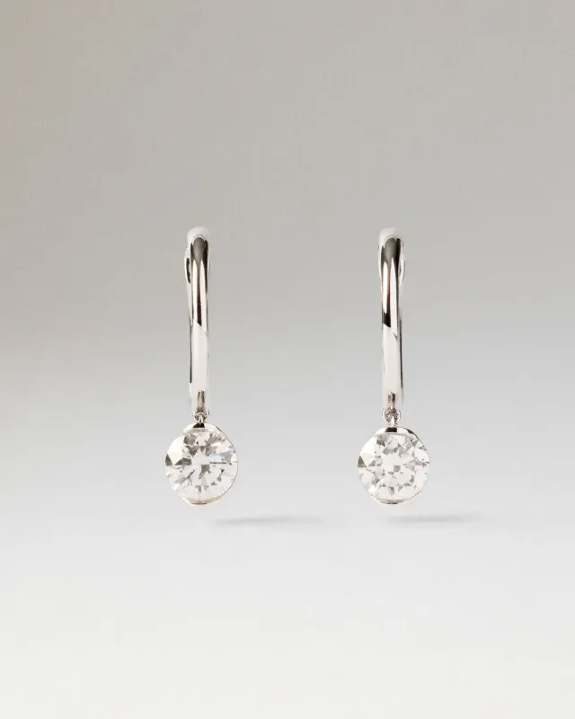 PDPAOLA Grace créoles or blanc diamants 1ct