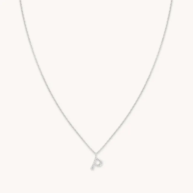Astrid & Miyu P Initial Pavé collier argent initiale P