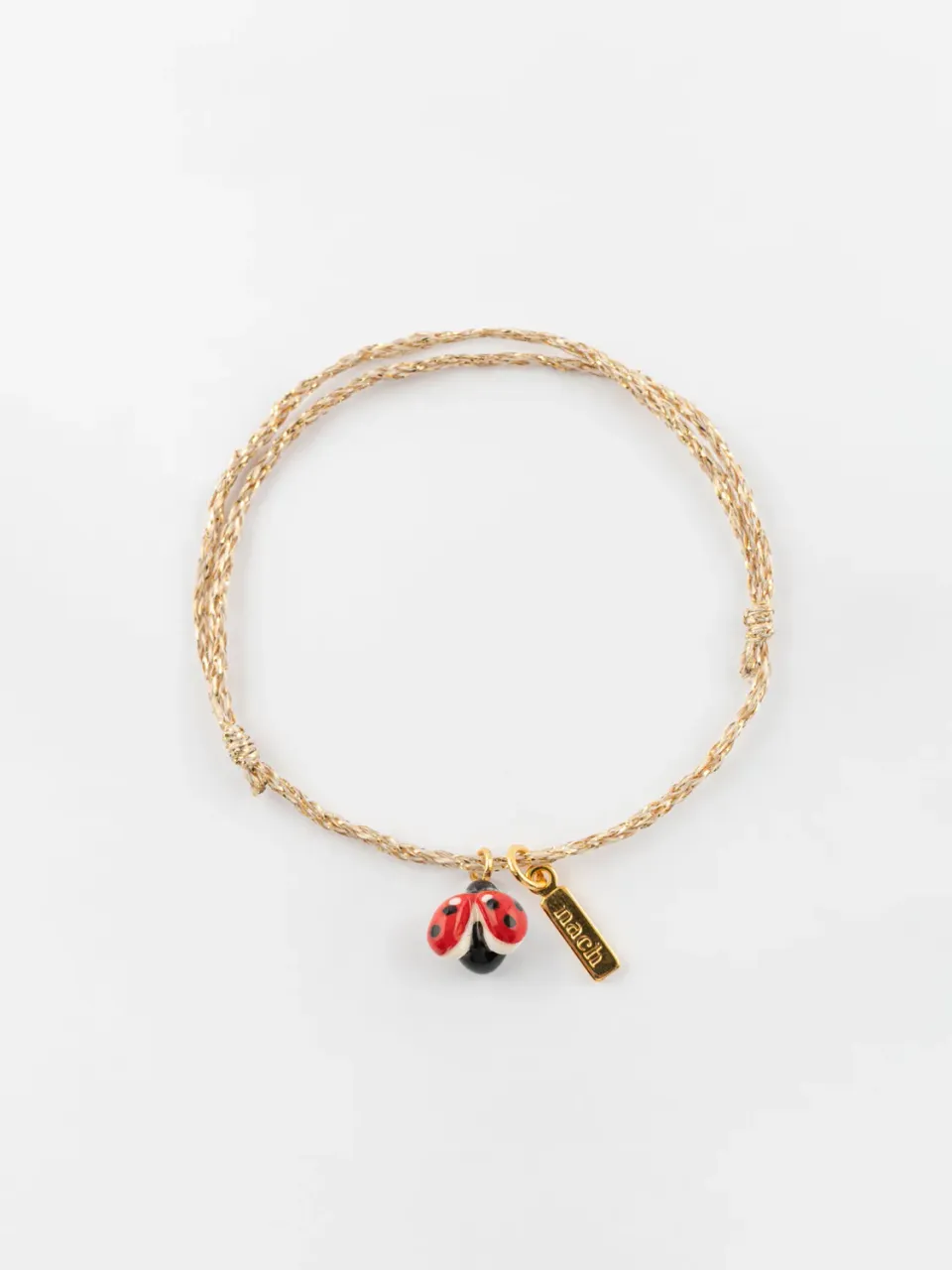 Nach Bijoux Lucky you bracelet coccinelle cordon ajustable beige
