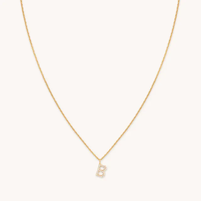 Astrid & Miyu Initial Pavé B collier pendentif doré