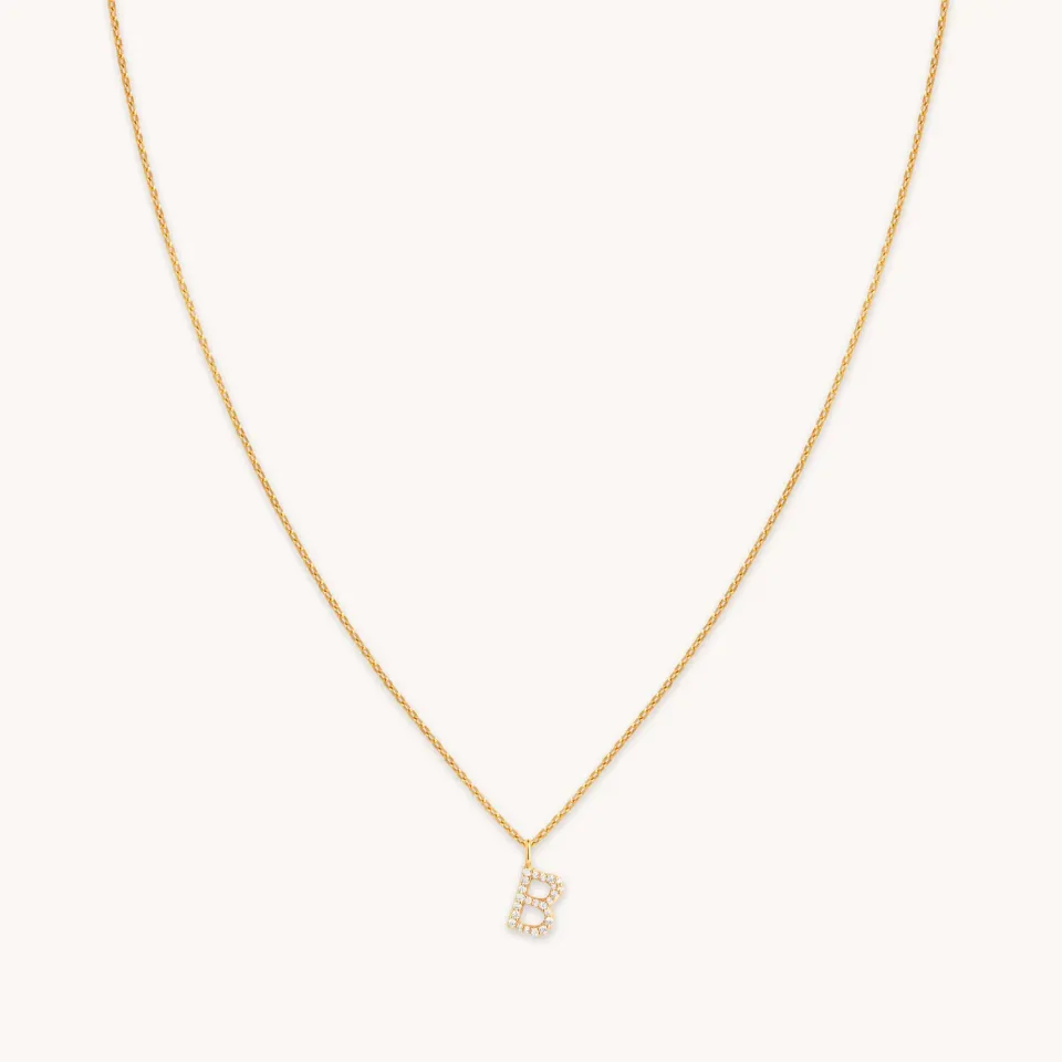 Astrid & Miyu Initial Pavé B collier pendentif doré