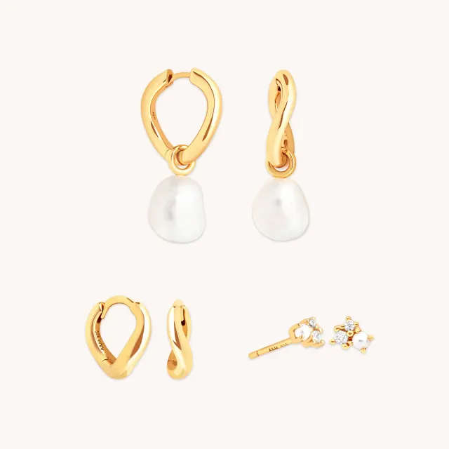 Astrid & Miyu Serenity Pearl parure boucles doré perles
