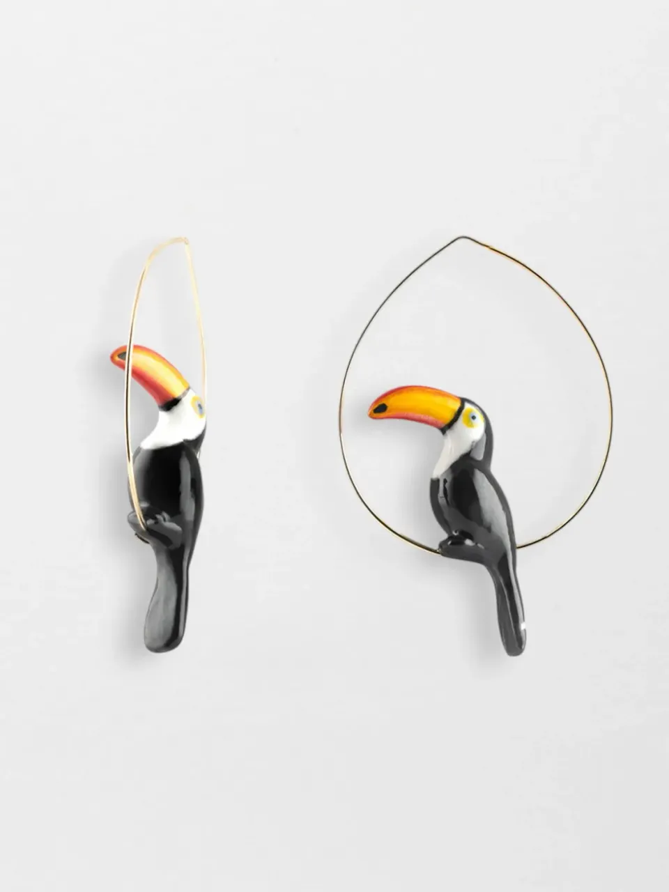 Nach Bijoux grandes créoles toucan porcelaine 6 cm