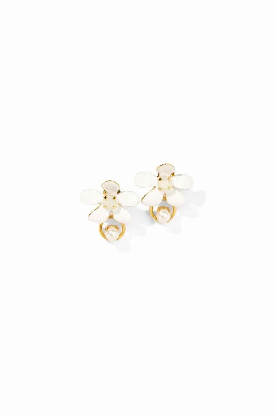Philippe Ferrandis Ischia boucles fleurs perles émail blanc
