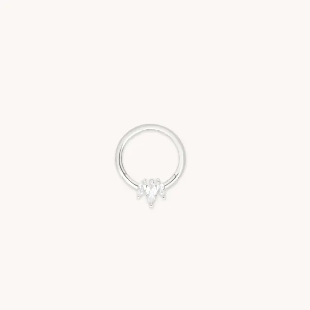 Astrid & Miyu Topaz Marquise Fan anneau daith or blanc