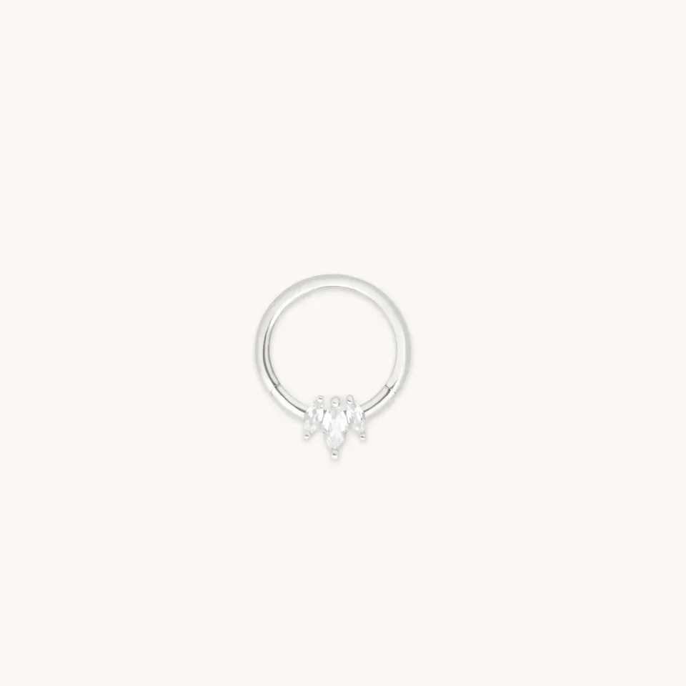 Astrid & Miyu Topaz Marquise Fan anneau daith or blanc