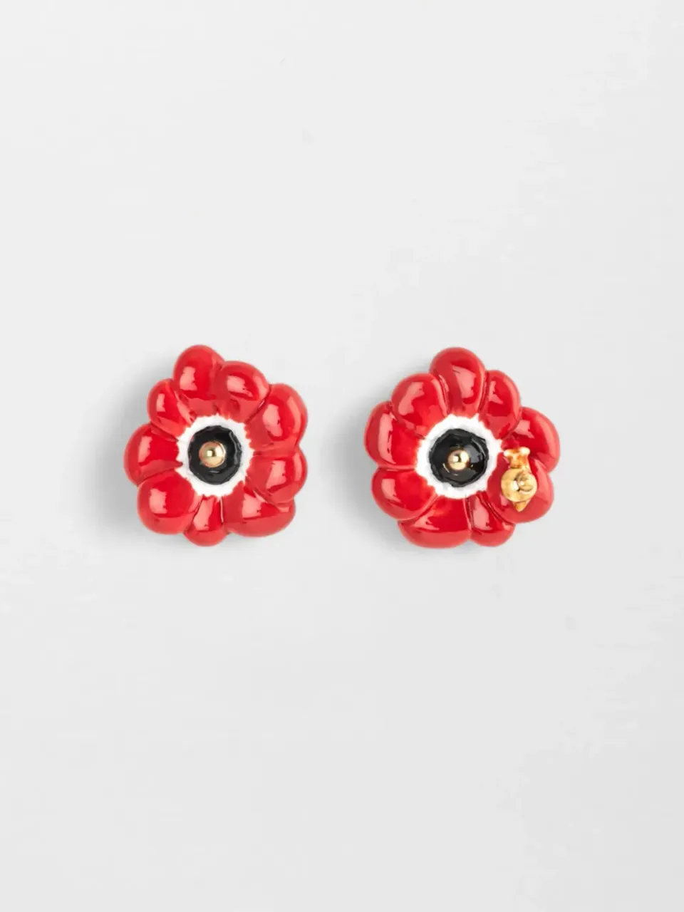 Nach Bijoux Anémone rouge boucles d'oreilles puces porcelaine