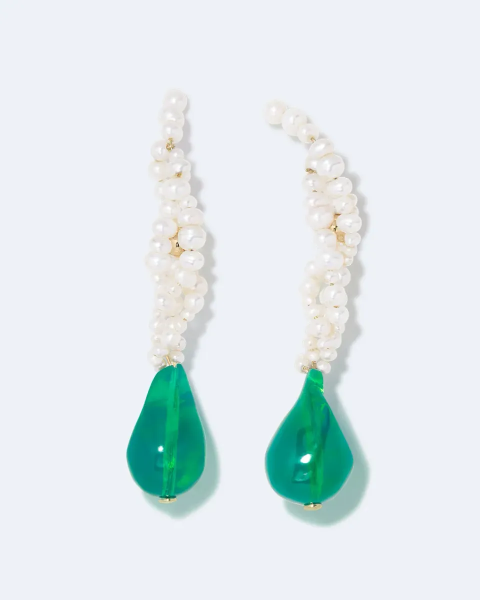 Completedworks Gotcha boucles d'oreilles perle résine verte vermeil