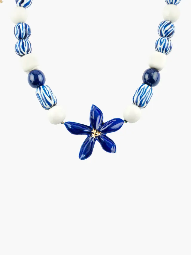 Nach Bijoux jasmin bleu maxi collier ajustable coton