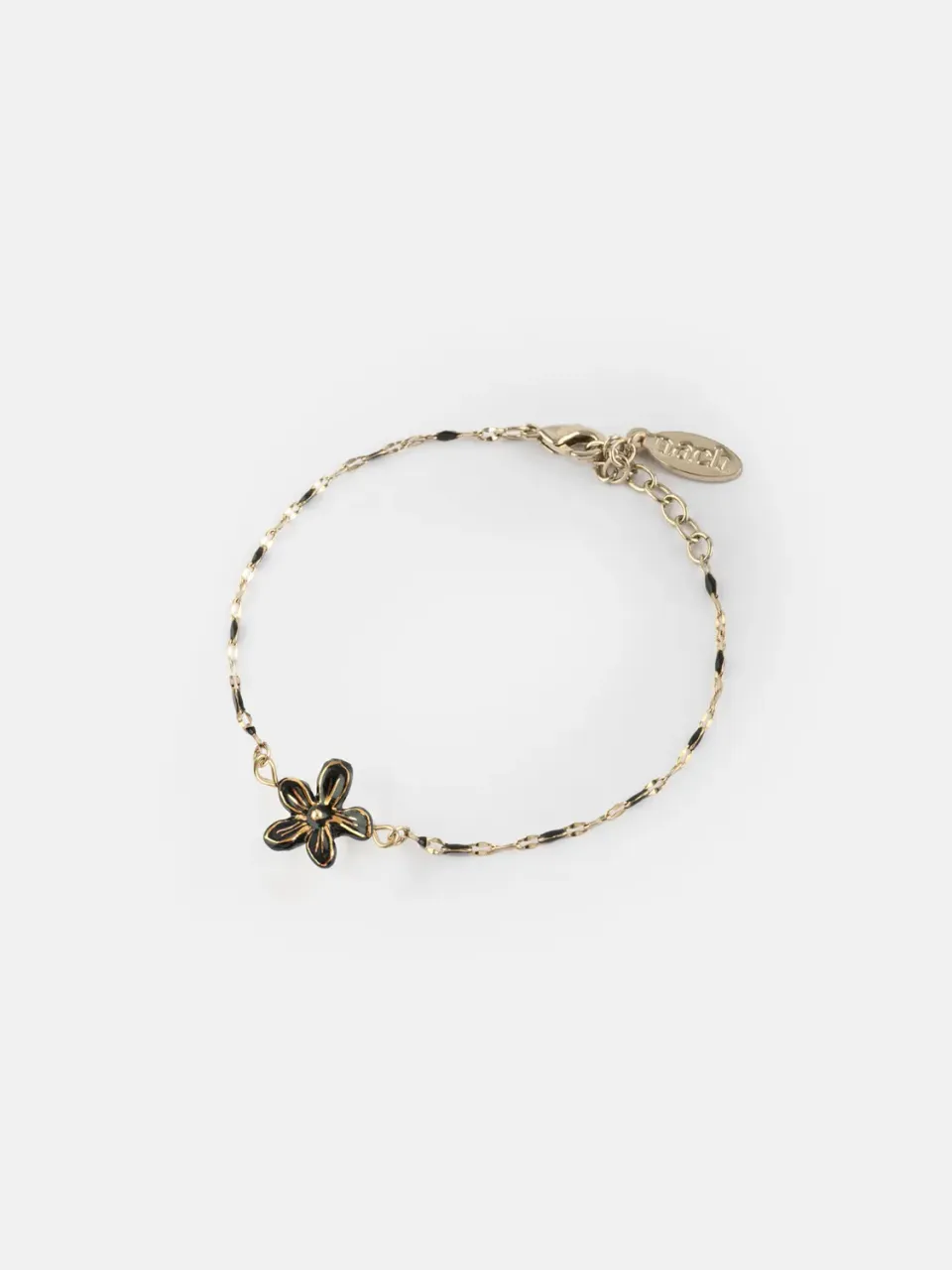 Nach Bijoux bracelet perles fleur Erine noire émail