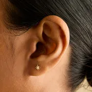 Astrid & Miyu Star puces or massif topaze blanche