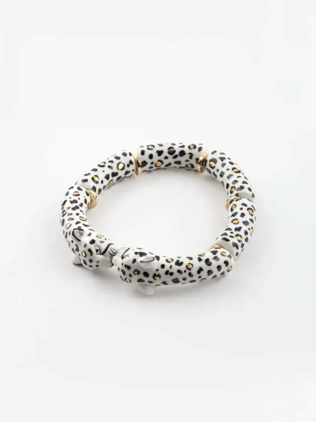 Nach Bijoux Bisou bracelet léopards blanc doré