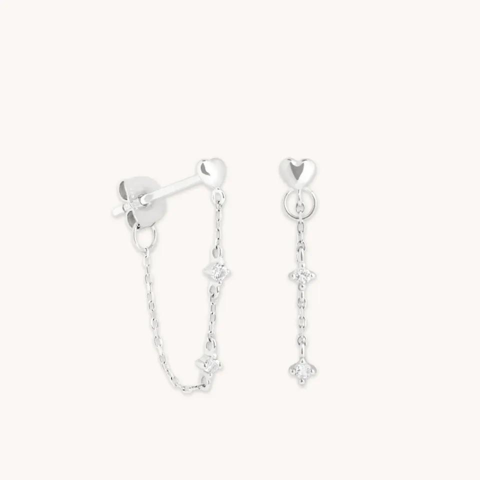 Astrid & Miyu Heart Topaz Chain boucles or blanc cœur topaze