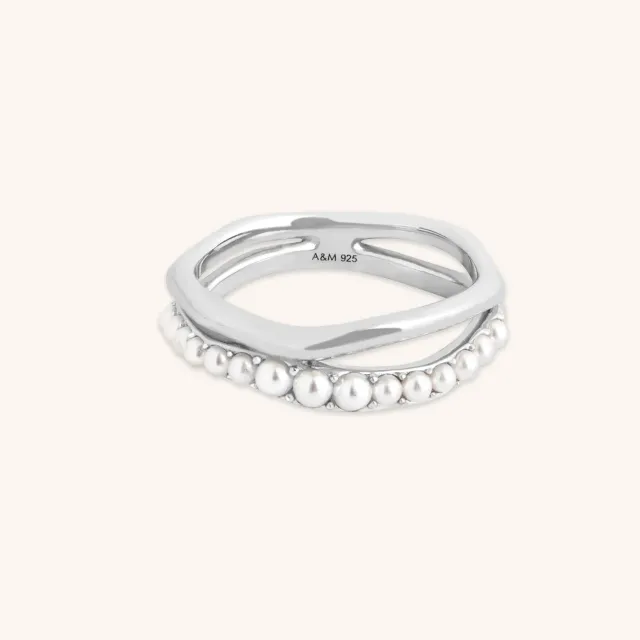 Astrid & Miyu Molten Illusion Pearl bague argent perle