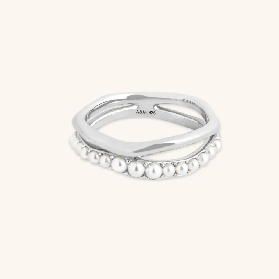 Astrid & Miyu Molten Illusion Pearl bague argent perle