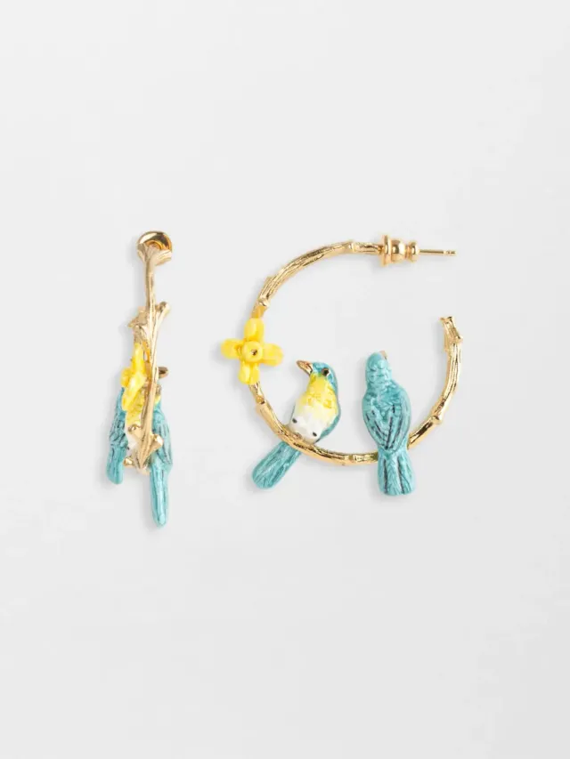 Nach Bijoux Oiseaux Amoureux boucles branches jonquilles