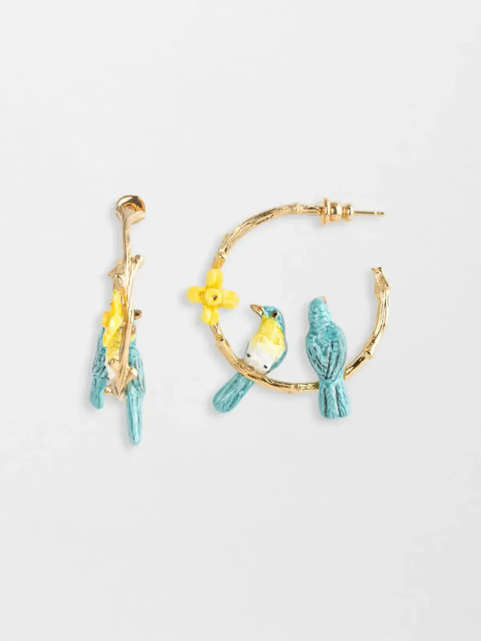 Nach Bijoux Oiseaux Amoureux boucles branches jonquilles