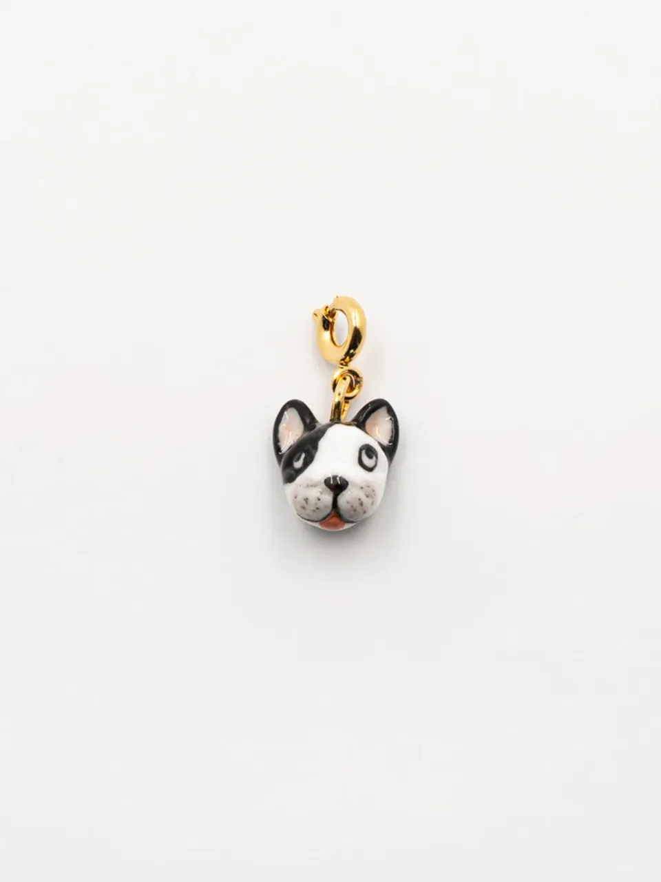 Nach Bijoux bouledogue charm porcelaine dorée