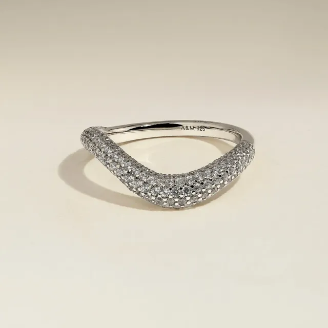 Astrid & Miyu Wave Crystal bague argent cristal ondulé