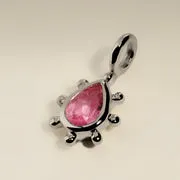 Astrid & Miyu Pink Sapphire Beaded Charm breloque or blanc saphir rose