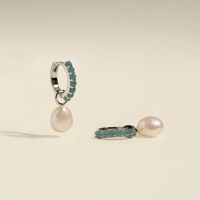 Astrid & Miyu Opal Pearl mini créoles perle opale argent