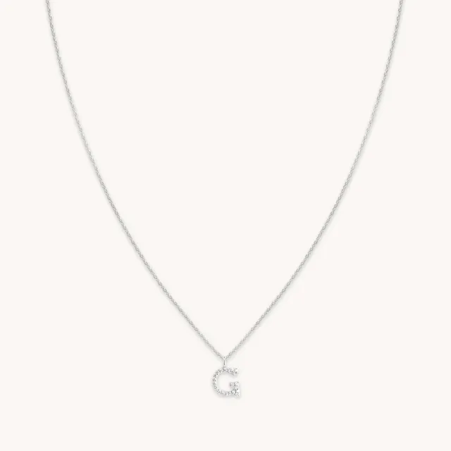 Astrid & Miyu G Initial collier pendentif pavé argent