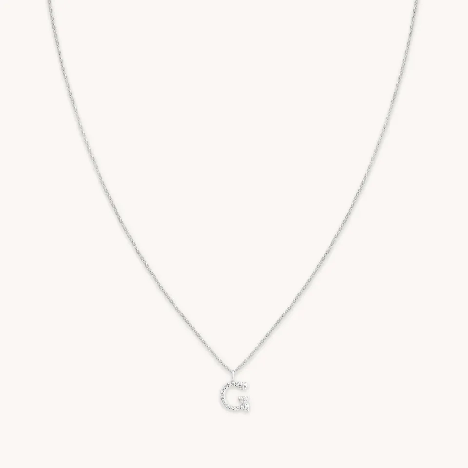 Astrid & Miyu G Initial collier pendentif pavé argent