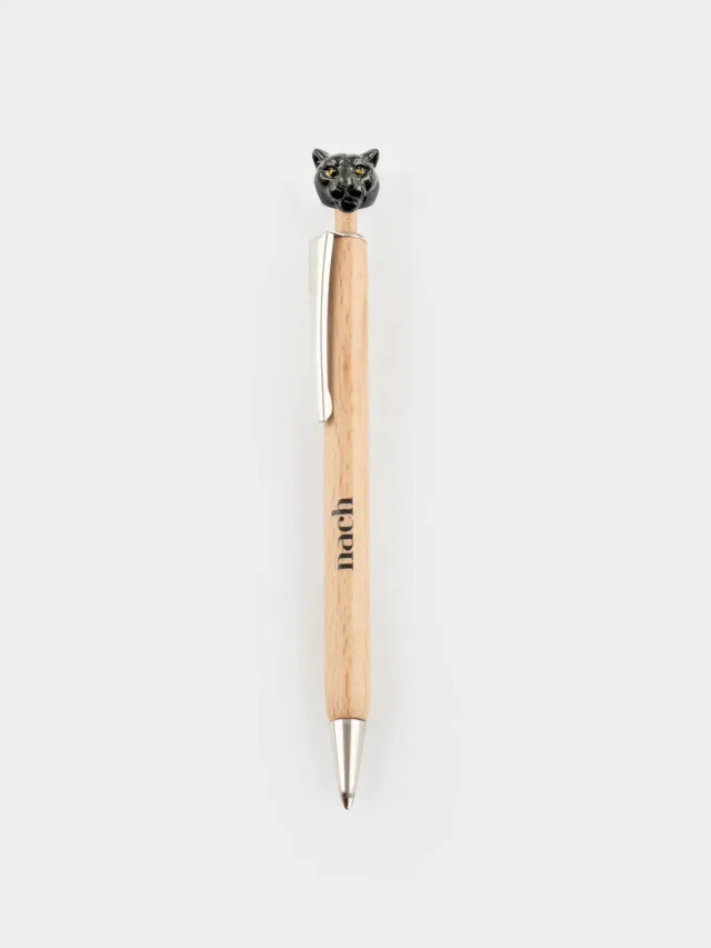 Nach Bijoux Ayrton la panthère stylo bois hêtre bleu
