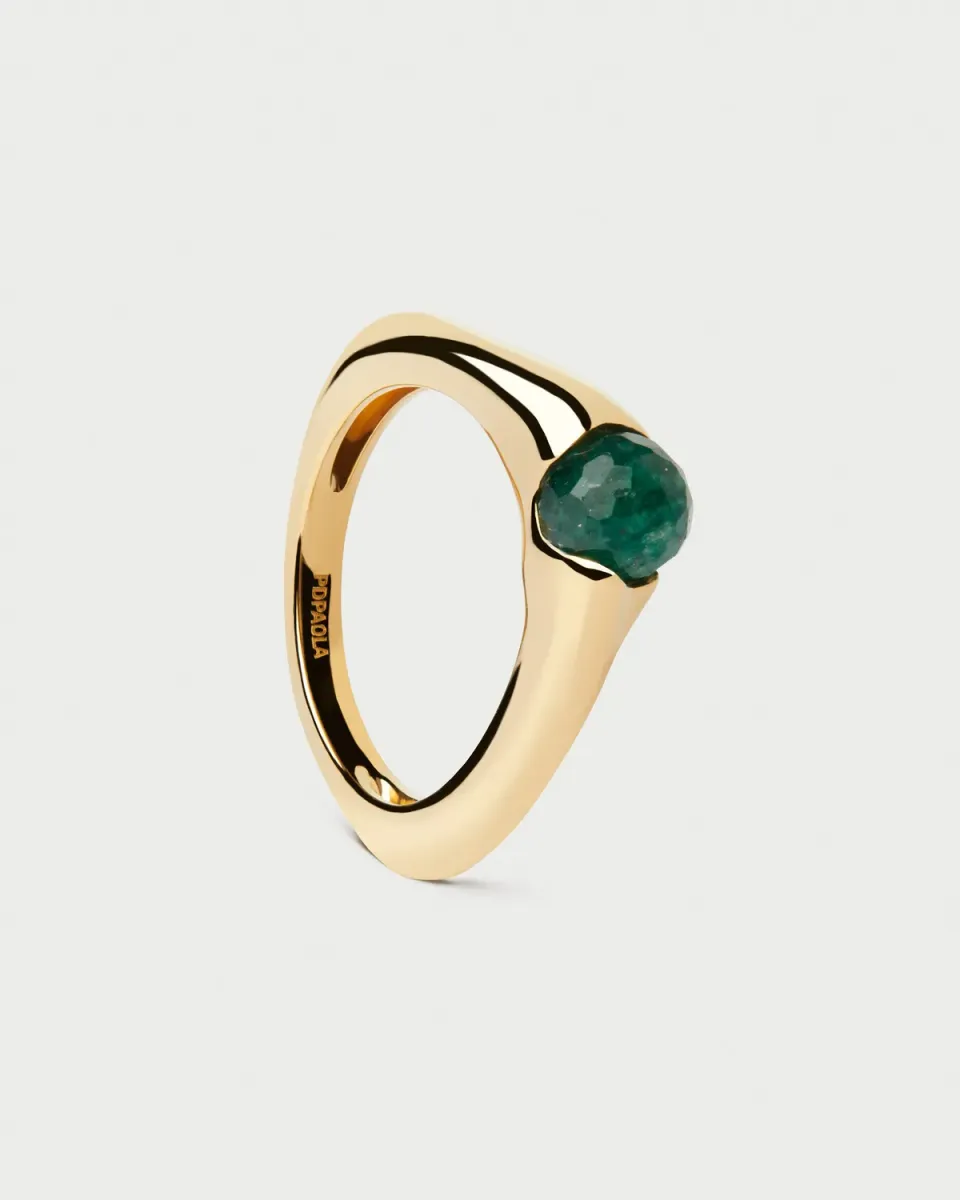 PDPAOLA Oasis bague solitaire aventurine verte
