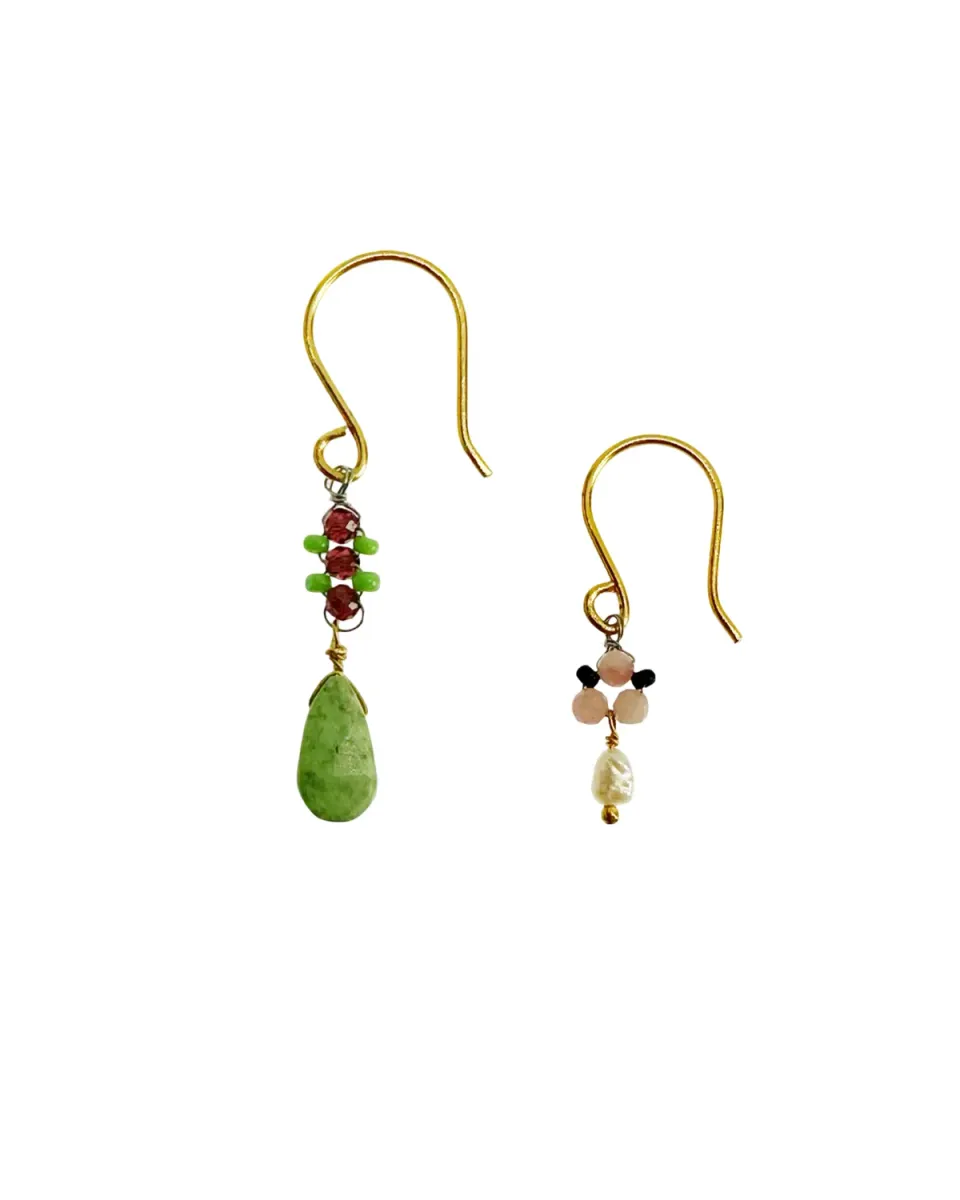 Le Fourbi de Capucine D2 boucles d'oreilles asymétriques laiton doré