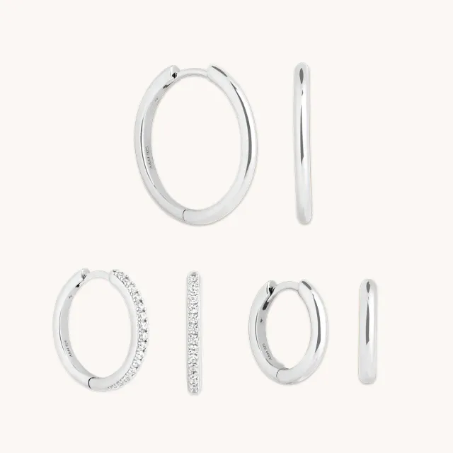 Astrid & Miyu Essential Hoops Stacking Set créoles argent