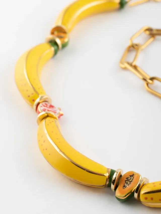 Nach Bijoux bananes jaunes collier fruits perles
